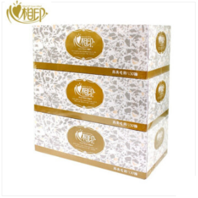 心相印 硬盒抽紙 商用(恒金)盒裝紙面巾紙130抽 雙層長(zhǎng)款盒裝紙面巾餐巾紙(3盒裝)D130